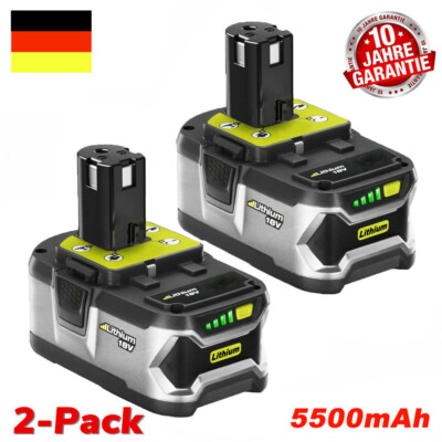 2X 18V 5500mAh Akku für RYOBI One+ Plus Lithium RB18L50 P108 P106 P104 Batterie