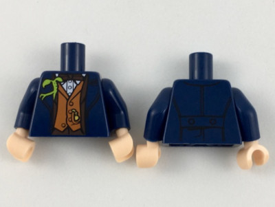 LEGO 973pb3253c01 Torso Jacke mit dunkelbraunem Besatz und Fliege, dunkelorange Ves
