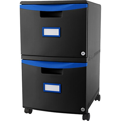 Storex Mobile Filing Cabinet Black/Blue 2 Drawers