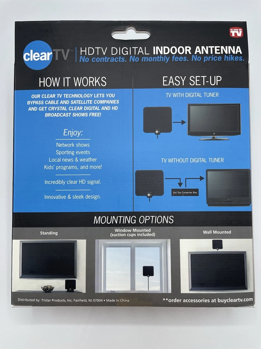 ClearTV 89572 Indoor Amplifying Broadcasting Antenna Flat