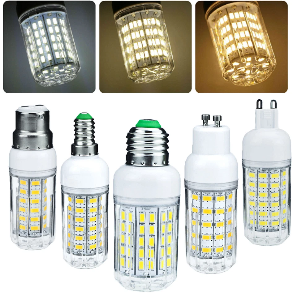 LED Corn Light Bulb E27 E26 E12 E14 G9 GU10 B22 5730 SMD 24 - 72 Bright Lamp RML - Image 2 of 4