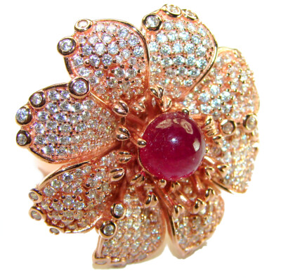 Bella Rosa authentic 8.9 carat Ruby White Sapphire 18K Gold over .925 Sterling S