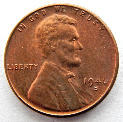 1946 S Cent Circulated Red Lincoln Wheat Penny San Francisco Mint - MS++++++