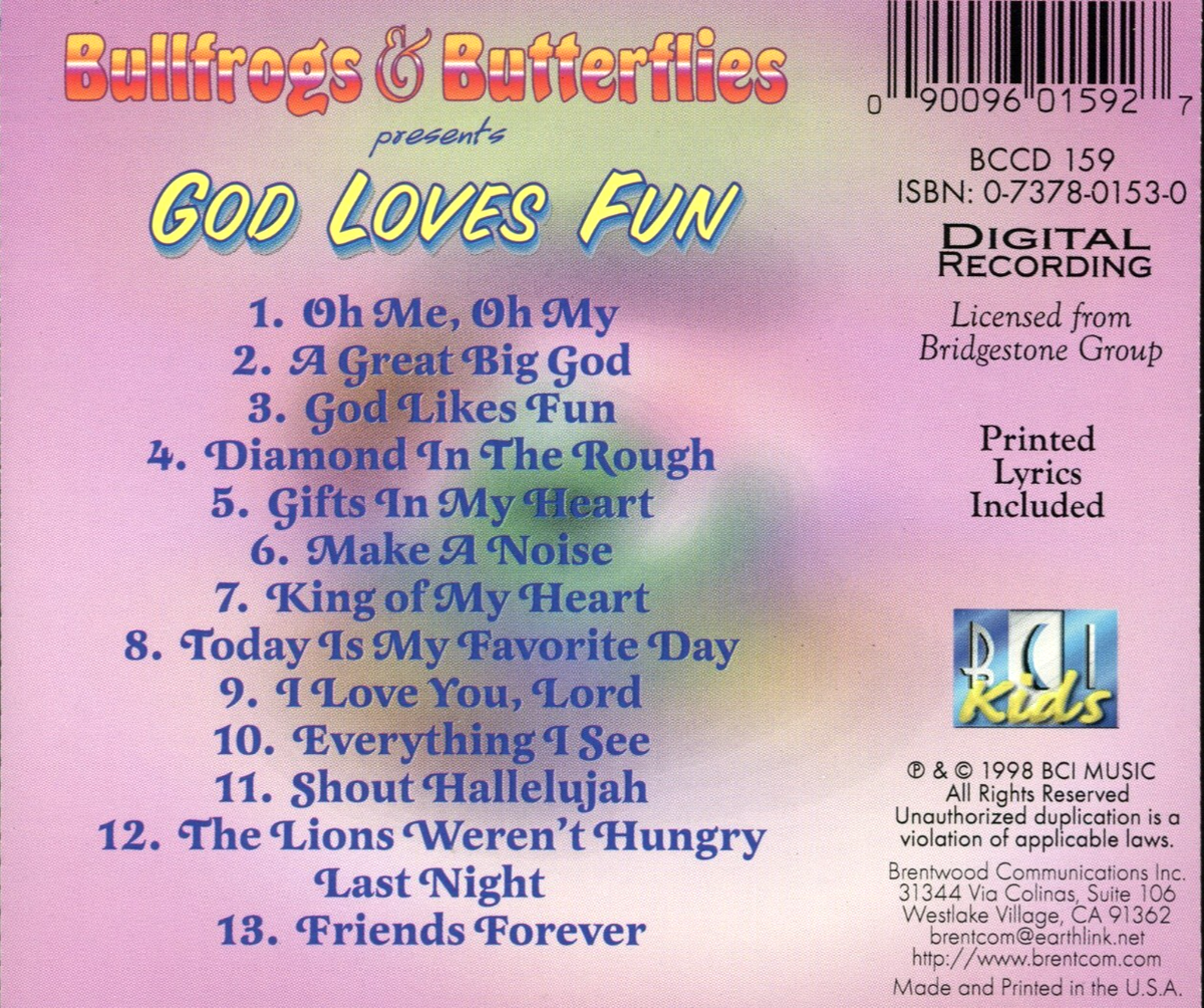 God Loves Fun * by Bullfrogs & Butterflies (CD, Bci/brentwood Comm