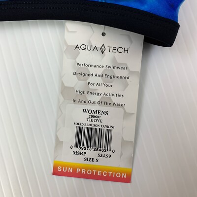 AQUA TECH Womens Size Small Padded Blouson Tankini Swim Top NWT | eBay