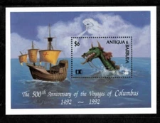 Antigua 1992 - Voyages of Columbus - Souvenir Stamp Sheet - Scott #1577 - MNH