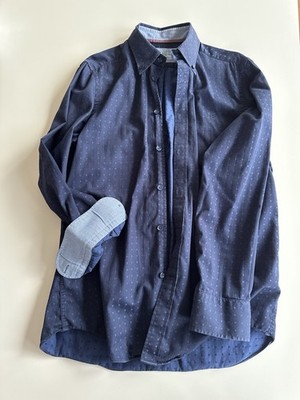 Herren Hemd Harmont & Blaine Gr. M dunkelblau Punkte gepunktet Stilvoll Top