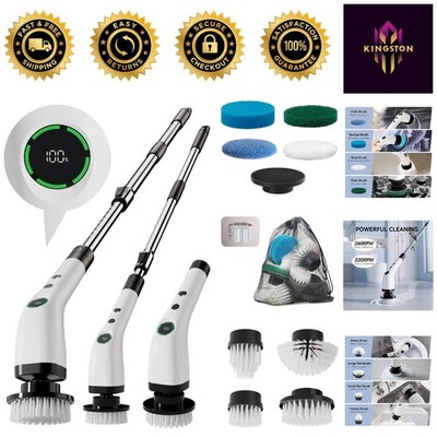 Dual Speed Electric Spin Scrubber   Lightweight, Waterproof & Adjustable Handle