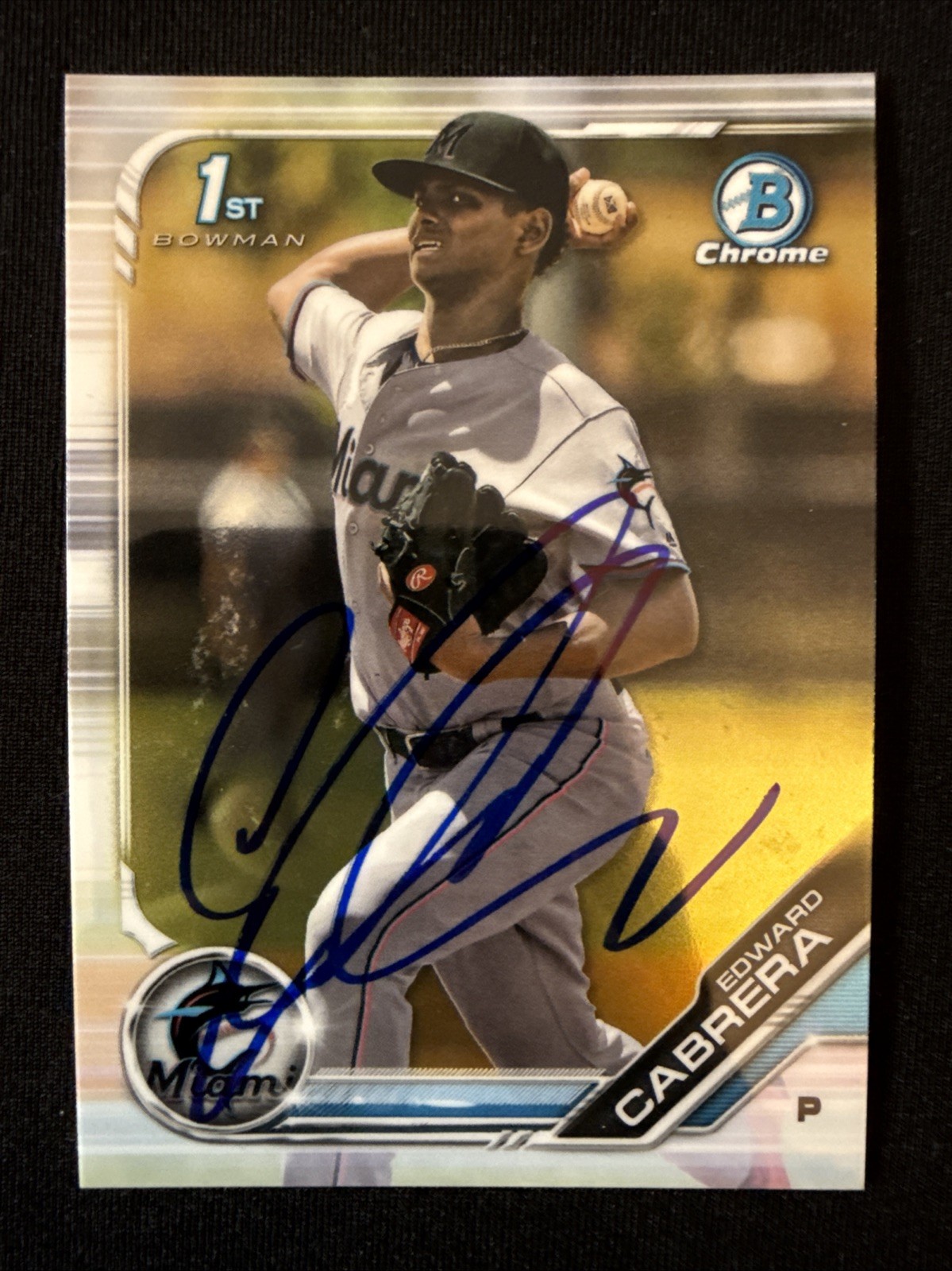 2019 Bowman Chrome Edward Cabrera Signed 1st Bowman Card BCP-114 Marlins Auto RC