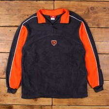 Vintage NFL Windbreaker Jacket M Chicago Bears 1/4 Zip Striped Grey