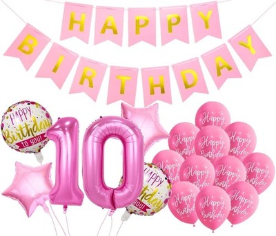 10. Geburtstag Deko Mädchen Rosa Alter 10 Geburtstag Ballon Banner Zubehör Set