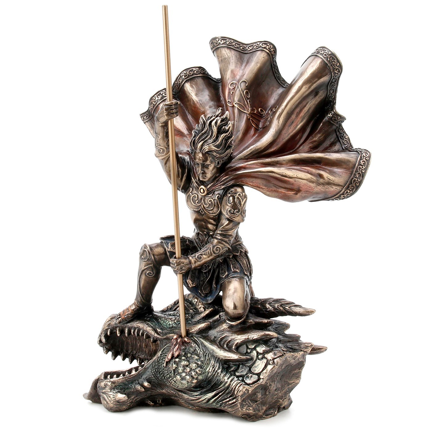 Veronese Design The Dragon Slayer Fantasy Statue Cold Cast Bronze Finish