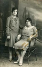 #65898 CONSTANTINOPLE 1920s. Two Greek ladies, background. Photo PC size TURAN