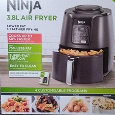 Ninja 3.8L Black Air Fryer AF100UK, Digital Display, Timer, Reheat, 4 Programs