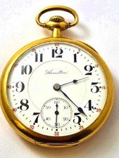 Vintage Hamilton 14k Solid Gold Pocket Watch, 1918, Vintage Watches