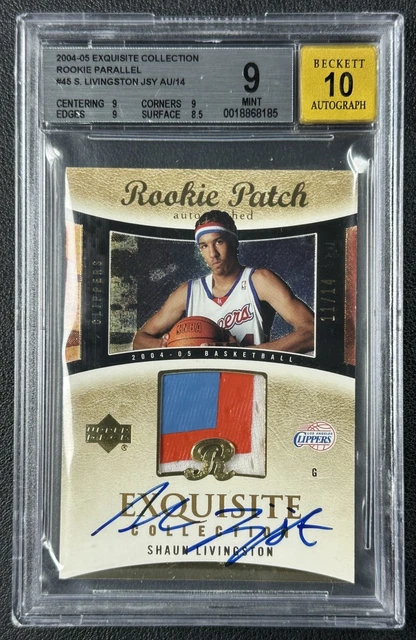 Shaun Livingston BGS 9 2004-05 UD EXQUISITE #45 ROOKIE PARALLEL PATCH AUTO /14