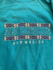 Vintage Made In USA Albuquerque New Mexico Sweater Turquoise Blue XL