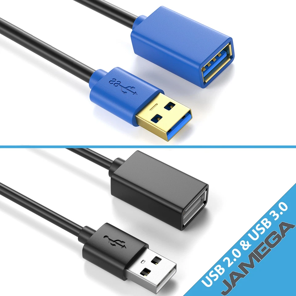 USB Verlängerungskabel Verlängerung USB 2.0 und 3.0 A Stecker zu USB A Buchse - Bild 1 von 4
