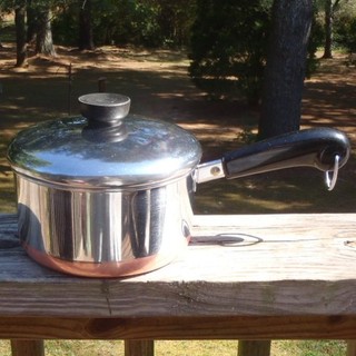 Vintage MCM REVERE WARE Copper Clad 1 1/2 Quart SAUCE PAN W/Lid Clinton ILL. 99