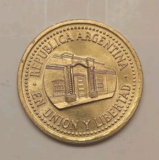 1992 Argentina 50 Centavos Coin, Casa de Tucuman, Aluminum Bronze, 25 mm