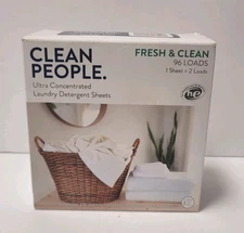 Clean People Laundry Detergent Sheets Ultra Concentrated Fresh & Clean 96 Loads