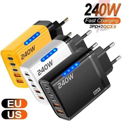  240W Fast Charging USB Type C US Wall Charger For Samsung iPhone Android Phone