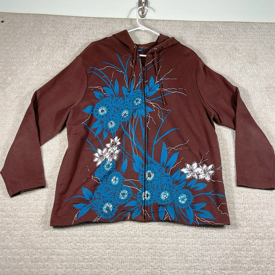 Sudadera con Capucha Westbound Mujer Cremallera Completa Talla 1XL Bordada + Pantalones Ciervo Blanco (2XL) Marrón Foto 2 de 4