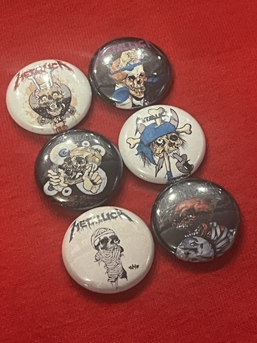 Metallica 1" Pin Button Set Heavy Thrash Metal Pushead Skull Death - Picture 3 of 4