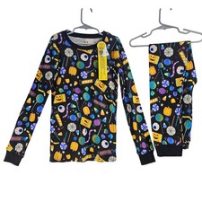 PJ Place Kids Size 12 Halloween Candy Print Long Sleeve PJ Set Glow in the Dark