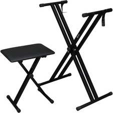 Adjustable Portable Piano Stand and Bench with Locking Straps for 61 88 Keys