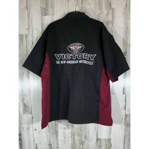Victory Motorcycles USA Button Down Shirt Size Small (XL) Flames Garage Shop - Picture 2 of 7