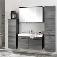 Komplett Badezimmer Set Eiche Grau 100Cm Waschtisch Led Spiegelschrank BadmöBel
