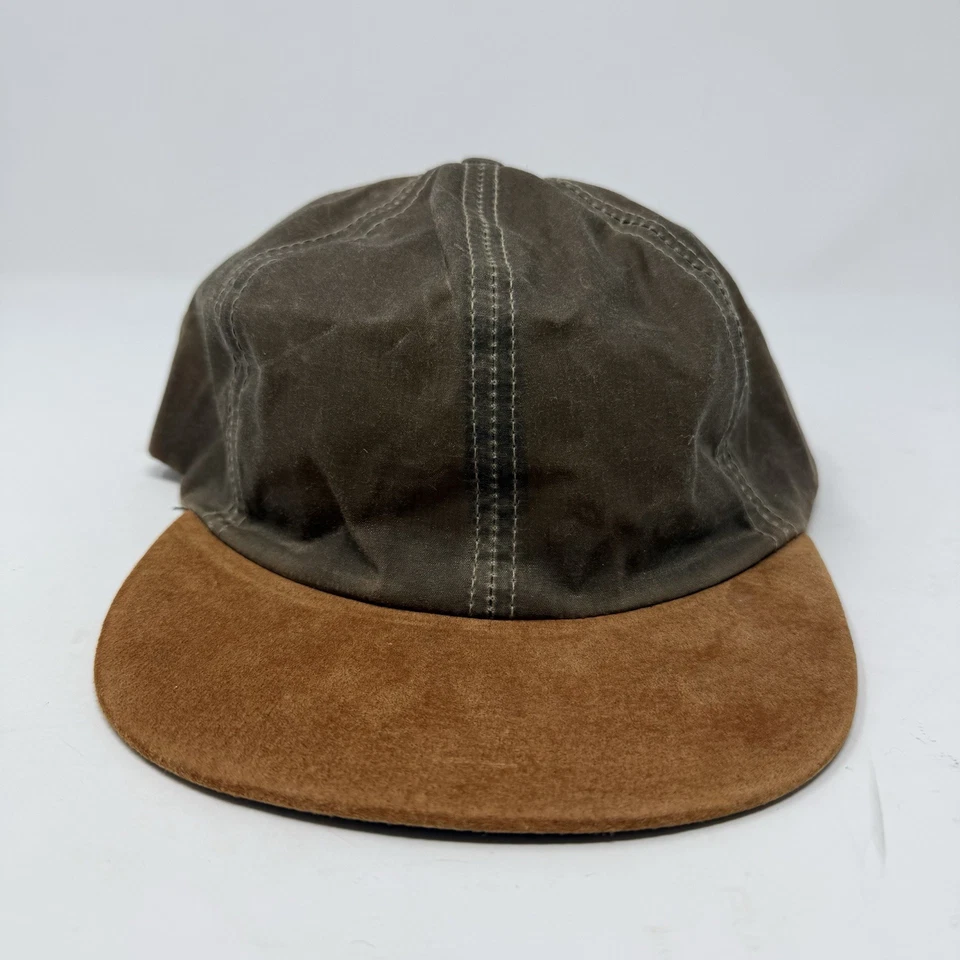 Gorra de Lona Encerada De Colección Marrón Hecha en EE. UU. Gamuza Ala Tostada Snapback Sombrero en Blanco Foto 2 de 4