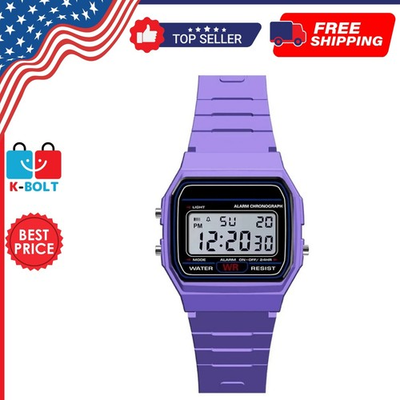 #ad F 91W Classic Digital Resin Strap Watch Stopwatch Chronograph Sport Unisex Men $3.89