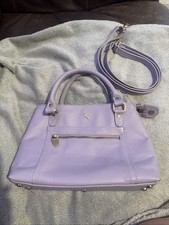 Ashwood Leather Handbag Moc-Crock Pattern Purple with Strap BNWT