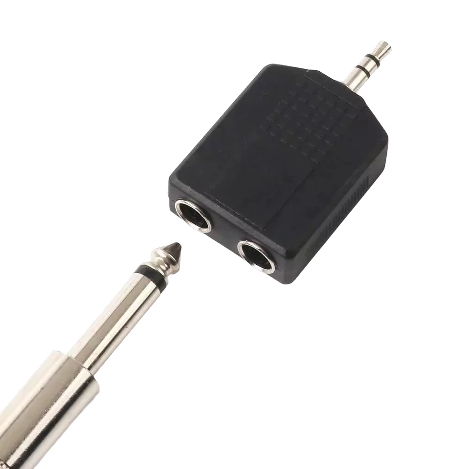 RHINORO 4-PACK, 3.5mm Stereo to Dual 6.35mm 1/4 Audio Adapter Black Connector UK - Image 2 of 4