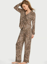 Victoria's Secret SoSoft Modal Long Pajama Set, Canvas/Vintage Tan Leopard