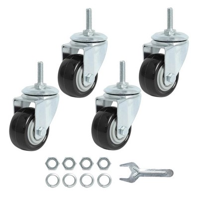 Stem Caster Wheels 2 Inch Heavy Duty Threaded Swivel Casters 1/4'' - 20 X 1 Set o