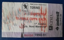 Biglietto Calcio Torino Sampdoria Coppa Italia 1990-91