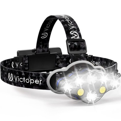 Victoper Rechargeable Headlamp, 8 LED High Lumen Bright Head Lamp with Red Li...