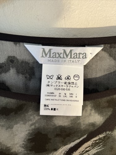 Max Mara Villa Bobcat Graphic 100% Silk L/xl Top - Picture 3 of 13
