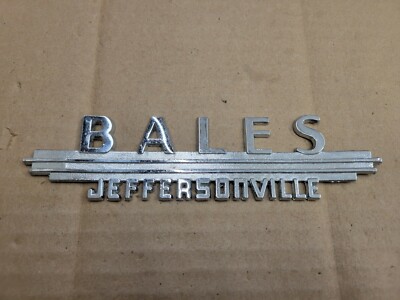 Bales Motor Jeffersonville Indiana Metal Car Dealership Emblem Badge Logo Name
