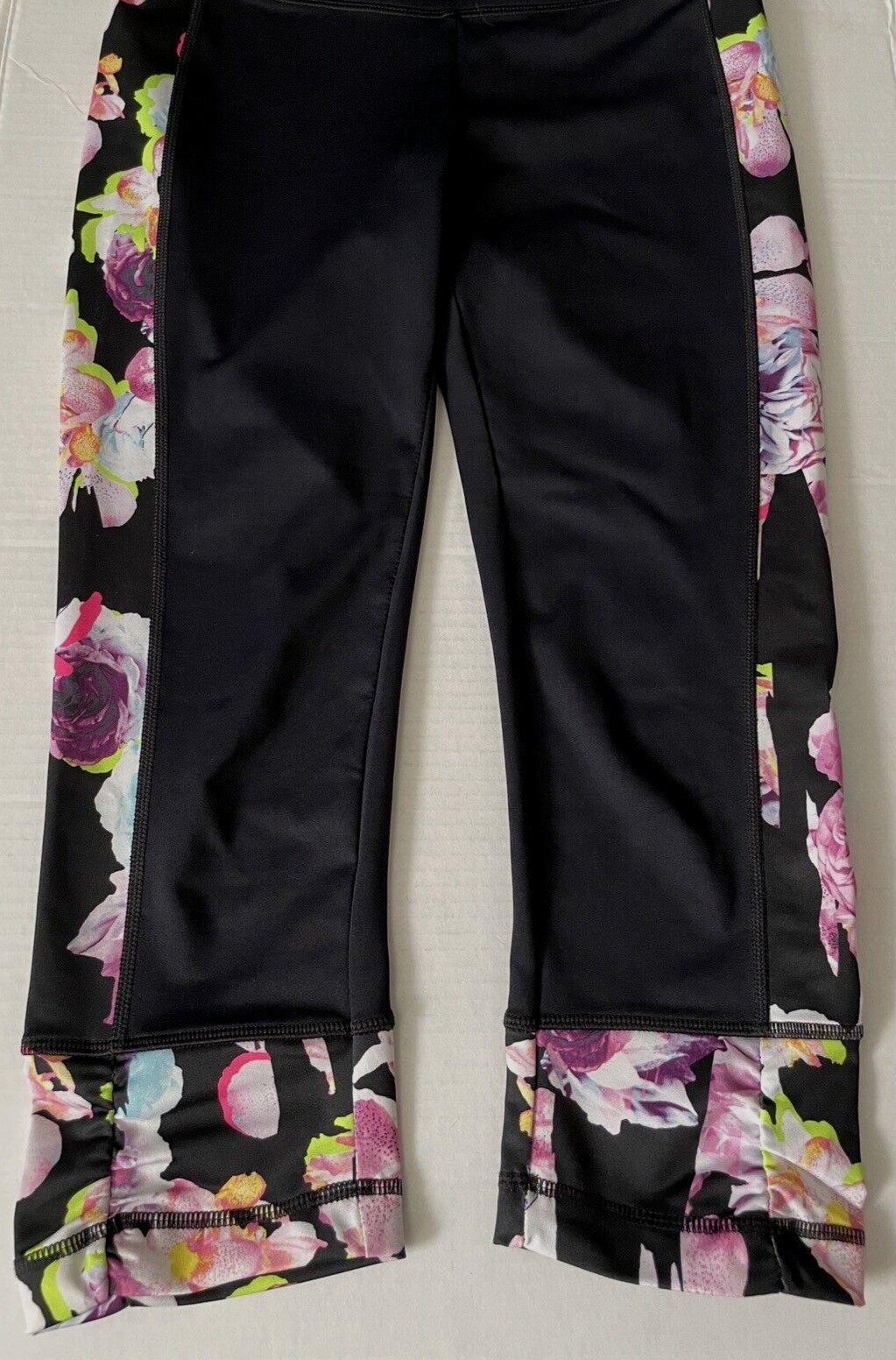 Leggings Fila Sport Allenamento Capris Nero e Floreale Elasticizzati Yoga Donna Taglia XS