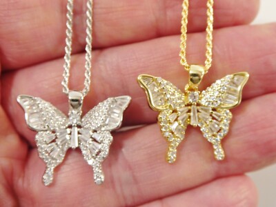 REAL 925 STERLING SILVER 18 INCH ROBE CHAIN AND SMALL BUTTERFLY  PENDENT