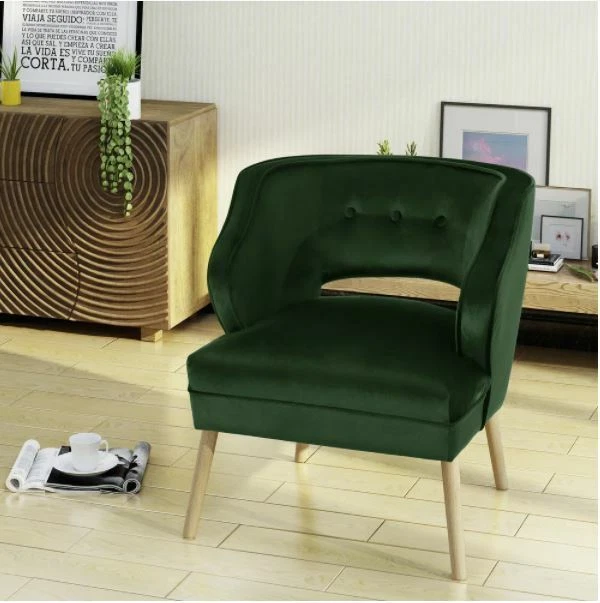 Green Velvet Accent Chair Living Room Furniture Comfortable