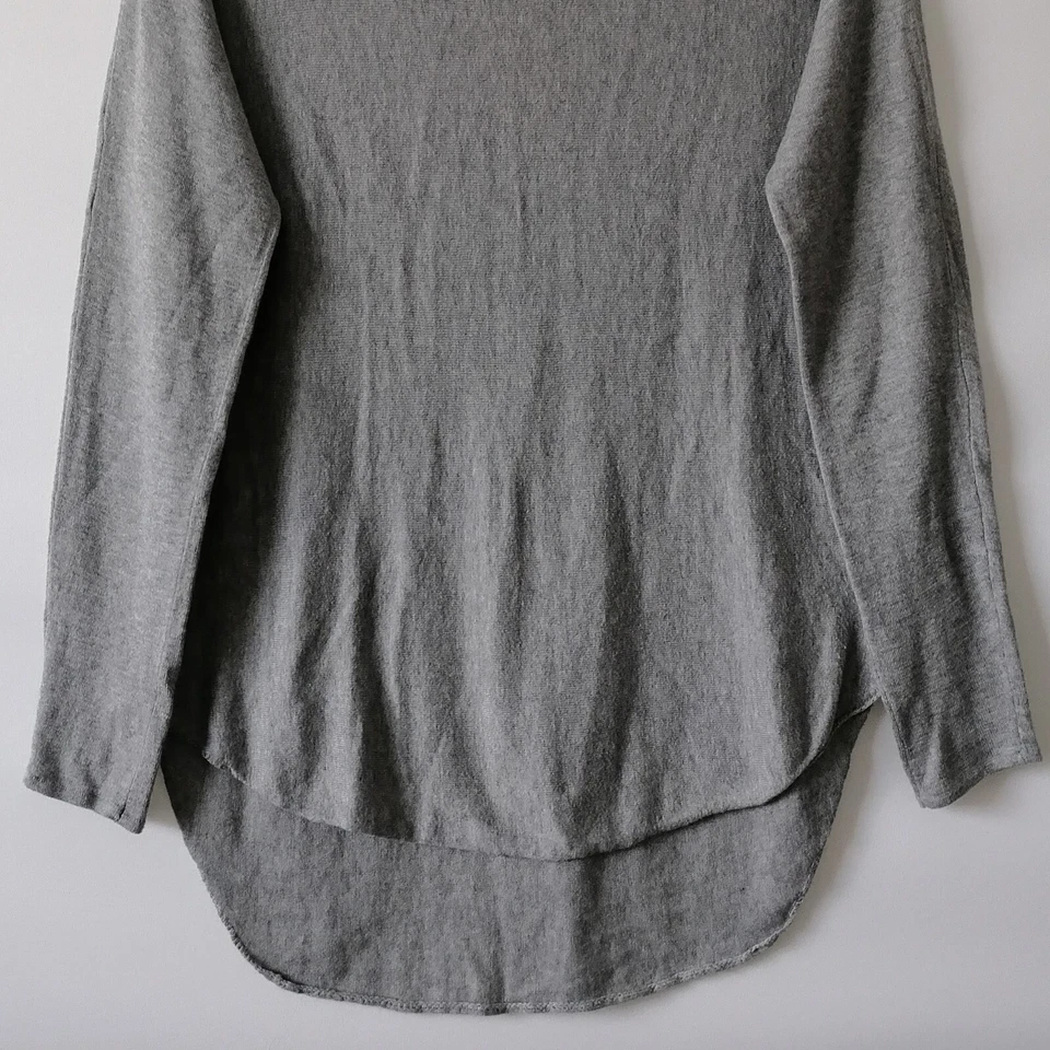 Suéter Pullover Michael Kors Mujer Gris Dobladillo Alto Bajo Cuello Redondo Talla Pequeña Foto 4 de 4