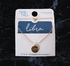 Libra Zodiac Pendant and crystal pendant Necklace 2 piece  NEW style gift 