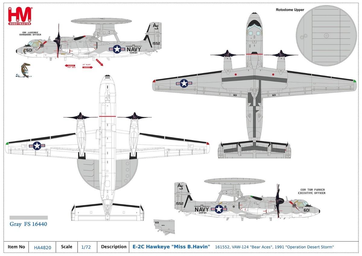 Hobby Master 1/72 HA4820 E-2C Hawkeye USN VAW-124 Bear Aces