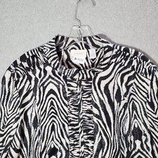 Chico's Women Jacket 3 Black Zebra Print Full Zip Long Sleeve