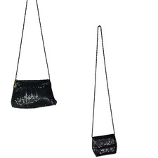 Vtg 2 Black Metal Mesh Snake Chain Straps Shoulder Bags Cocktail Party Formal